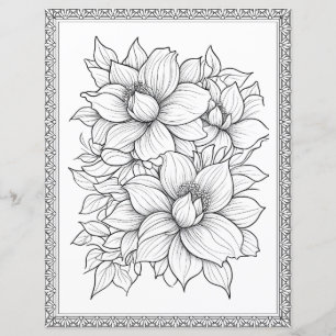 Papel de Scrapbook de Página para Colorir Floral B