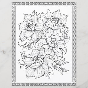 Papel de Scrapbook de Página para Colorir Floral B