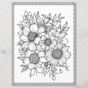 Papel de Scrapbook de Página para Colorir Floral B