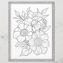 Papel de Scrapbook de Página para Colorir Floral E