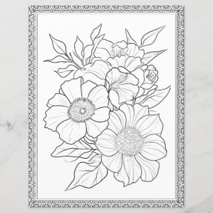 Papel de Scrapbook de Página para Colorir Floral E