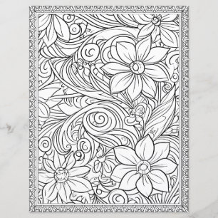 Papel de Scrapbook de Página para Colorir Floral E
