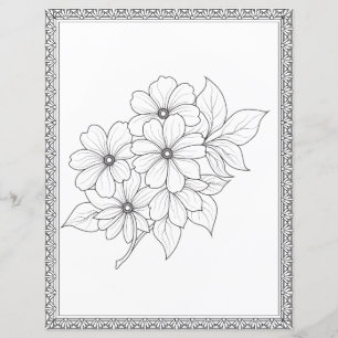 Papel de Scrapbook de Página para Colorir Floral E