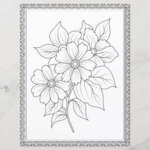 Papel de Scrapbook de Página para Colorir Floral E