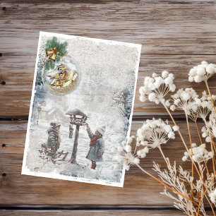 Papel de Scrapbook de Pássaros de Natal Antigo