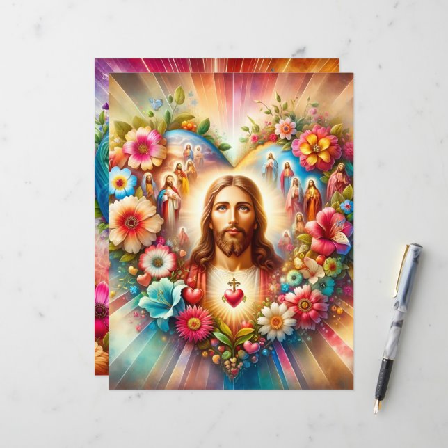 Papel de Scrapbook de São Valentim Cristão Colorid (Frente/Verso In Situ)