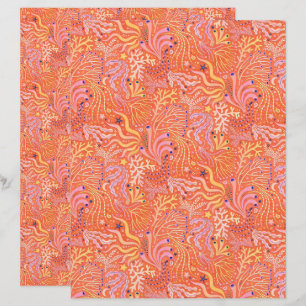 Papel de Scrapbook de Seagrass Laranja Boho de Pra