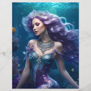 Papel de Scrapbook de Sereia de Cabelo Roxo