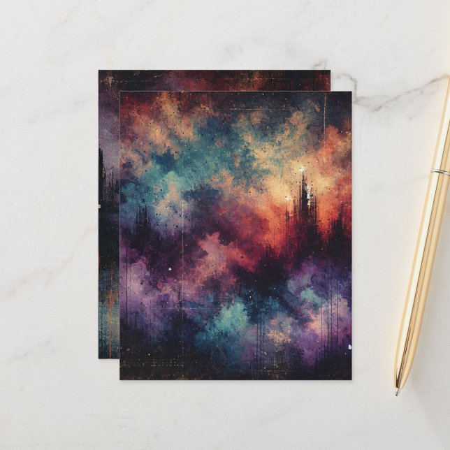 Papel de scrapbook de tinta desfocada com cruz art (Frente/Verso In Situ)