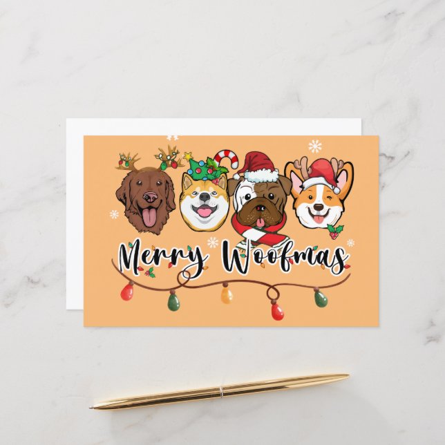 Papel de Scrapbook de Tipografia Feliz Woofmas (Frente/Verso In Situ)