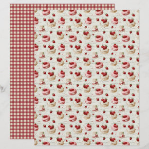 Papel de Scrapbook de Torta de Morango Vintage