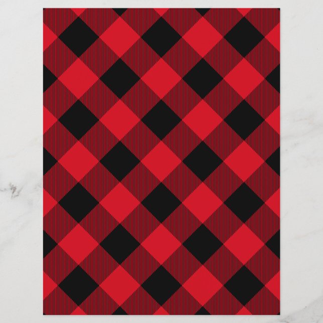 Papel de scrapbook de Xadrez de Buffalo Vermelho N (Frente)