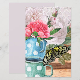 Papel de scrapbook decoupage de jardim em aquarela