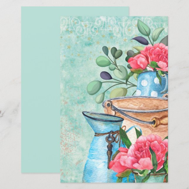 Papel de scrapbook decoupage guarda água-tinta vin (Frente/Verso)