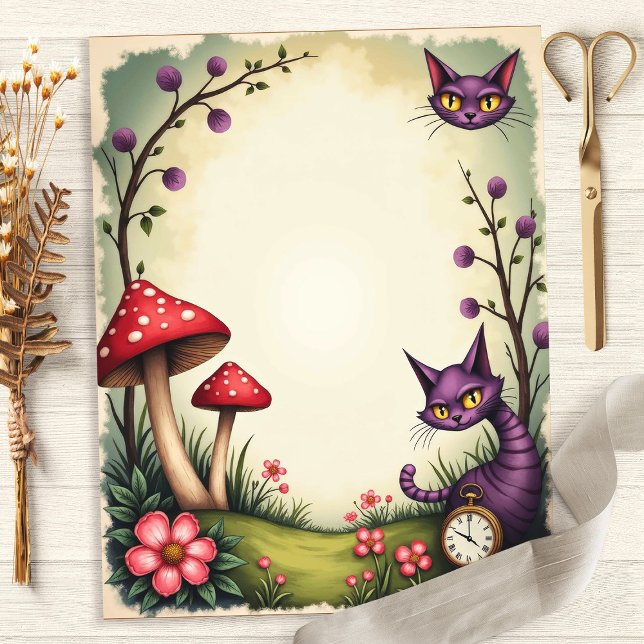 Papel de Scrapbook do Relógio do Cogumelo do Gato  (Criador carregado)