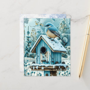 Papel de Scrapbook do Robin do Natal Azul de Inver