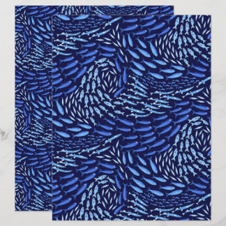 Papel de Scrapbook Escuro - Peixes Nadanado no Oce