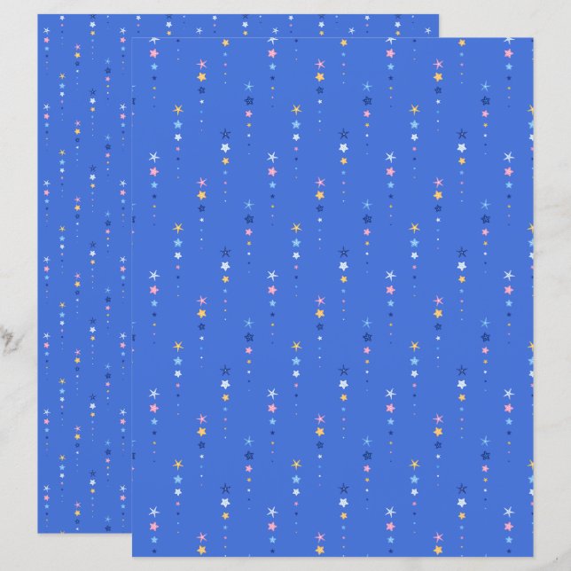 Papel de Scrapbook Estrela-do-Mar Azul Cobalto Cos (Frente/Verso)