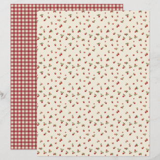 Papel de Scrapbook Fazenda de Morango Vintage