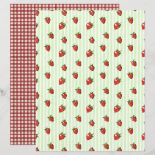 Papel de Scrapbook Fazenda de Morango Vintage