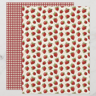 Papel de Scrapbook Fazenda de Morango Vintage