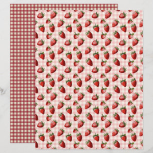 Papel de Scrapbook Fazenda de Morango Vintage