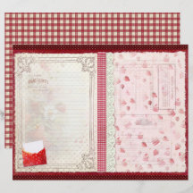 Papel de Scrapbook Fazenda de Morango Vintage