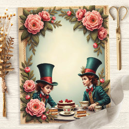 Papel de Scrapbook Festa do Chá do Chapeleiro Louc