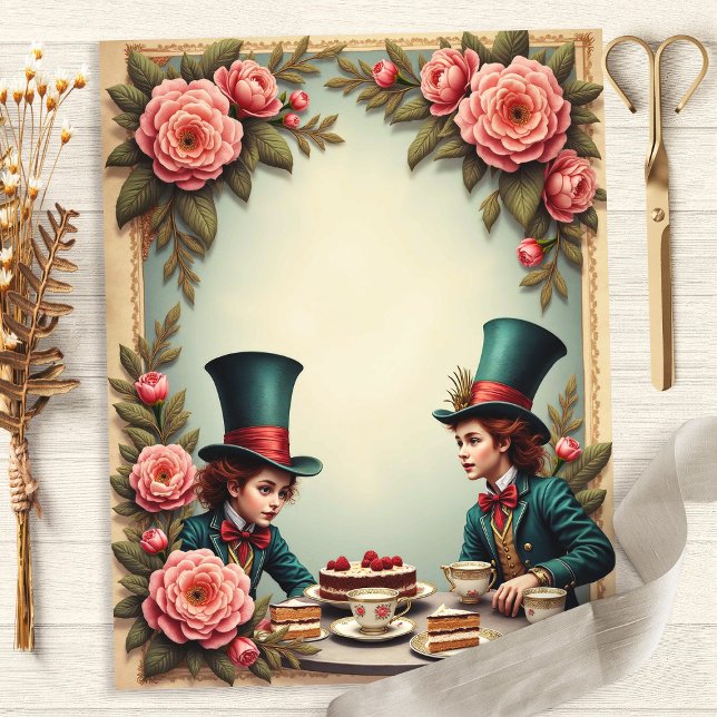 Papel de Scrapbook Festa do Chá do Chapeleiro Louc (Criador carregado)