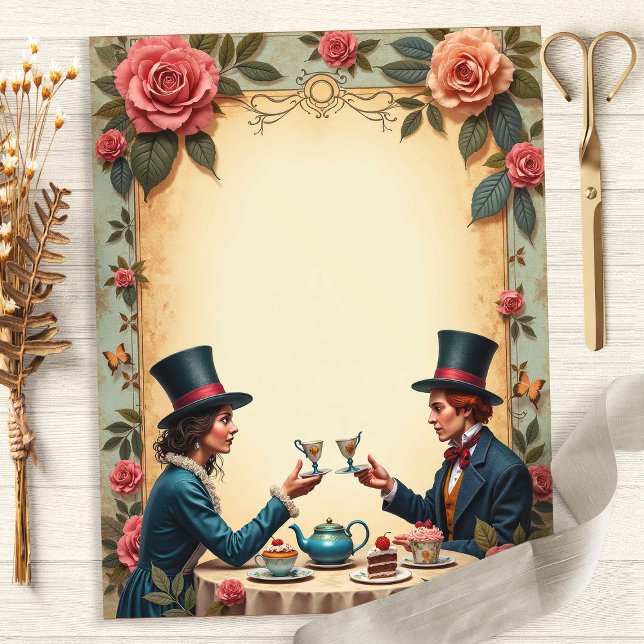Papel de Scrapbook Festa do Chá do Chapeleiro Louc (Criador carregado)