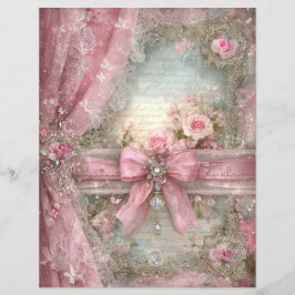 Papel de Scrapbook Fita Vintage Rosa Journal de Su