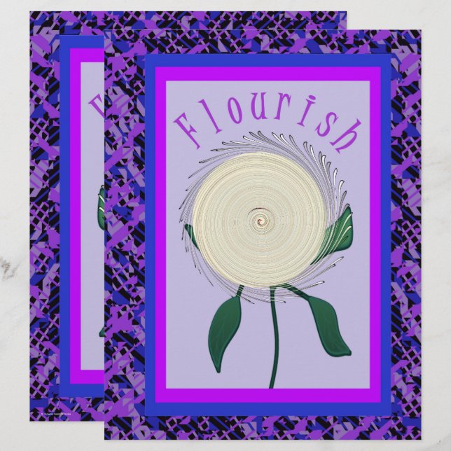 Papel de Scrapbook Flor de Prosperidade Roxa 2 Lad (Frente/Verso)