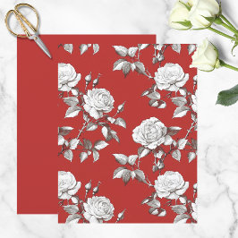 Papel de Scrapbook Flor de Rosa Branca Vintage