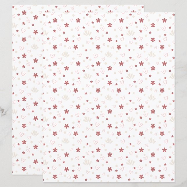 Papel de Scrapbook Flor Fofa Com Amor (Frente/Verso)