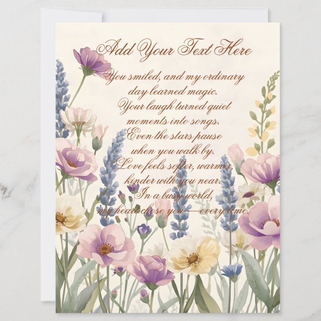 Papel de Scrapbook Flor Selvagem com Texto Persona (Frente)