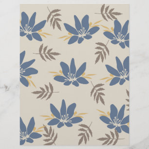 Papel de Scrapbook floral azul: