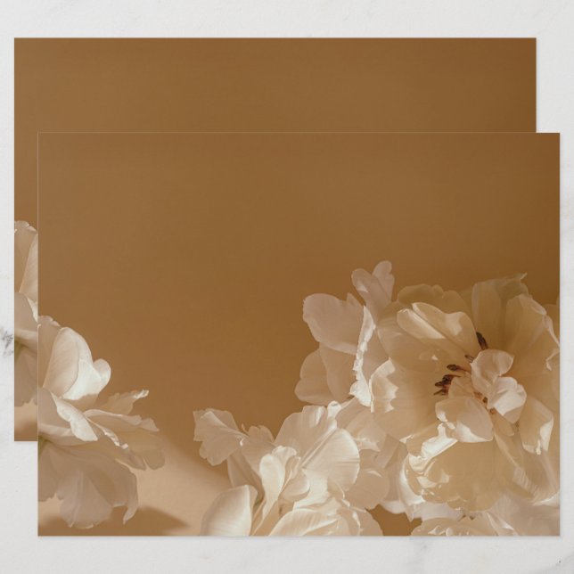 Papel de Scrapbook Floral Bege Sonhador (Frente/Verso)