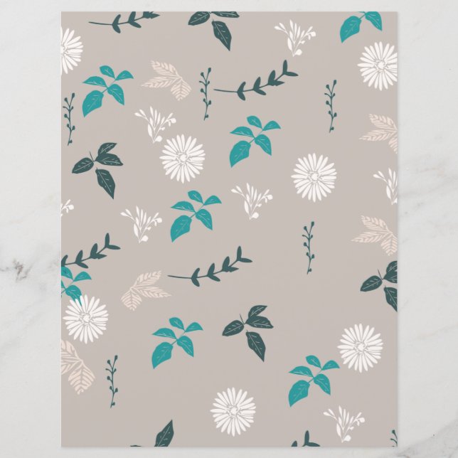 Papel de scrapbook floral cinza (Frente)