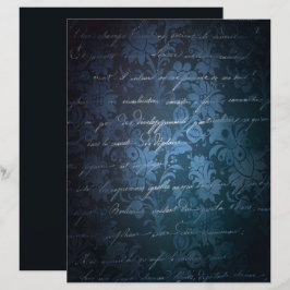 Papel de Scrapbook Floral Cinza Carvão Azul