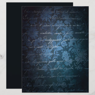 Papel de Scrapbook Floral Cinza Carvão Azul