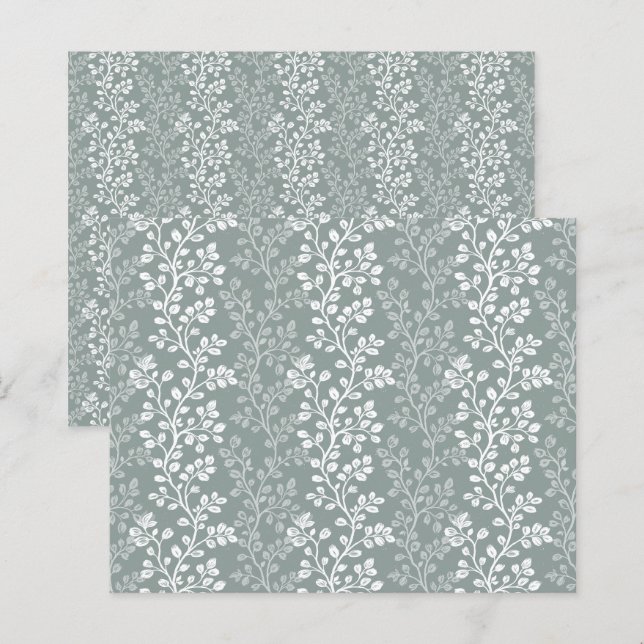 Papel de Scrapbook Floral com Flores Trepadeiras e (Frente/Verso)