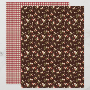 Papel de Scrapbook Floral Fazenda de Morango Vinta