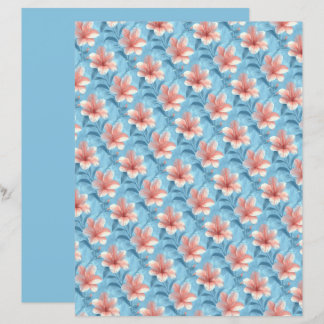 Papel de Scrapbook Floral Hibisco Pêssego
