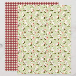Papel de Scrapbook Floral Morango Vintage