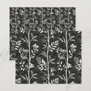 Papel de Scrapbook Floral Preto Sofisticado e Mal-