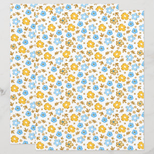 Papel de Scrapbook Floral Primavera País Amarelo A