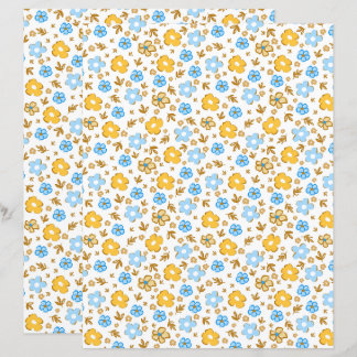 Papel de Scrapbook Floral Primavera País Amarelo A
