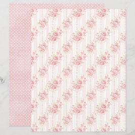 Papel de Scrapbook Floral Rosa Coquete Vintage