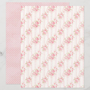 Papel de Scrapbook Floral Rosa Coquete Vintage