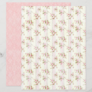 Papel de Scrapbook Floral Rosa Coquete Vintage